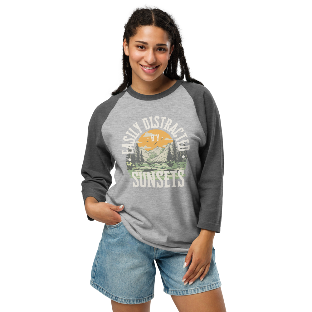 Easily Distracted by Sunsets Raglan Camp Tee