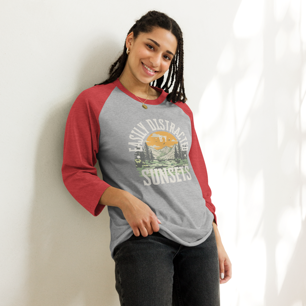 Easily Distracted by Sunsets Raglan Camp Tee